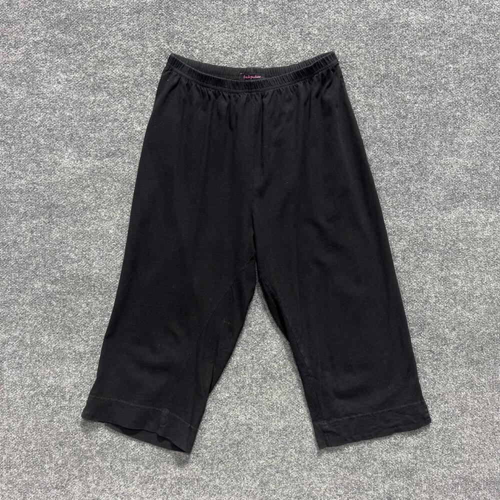 Fresh Produce Pants Womens 18S Black Capri Elastic Waist Cotton Made USA Lounge